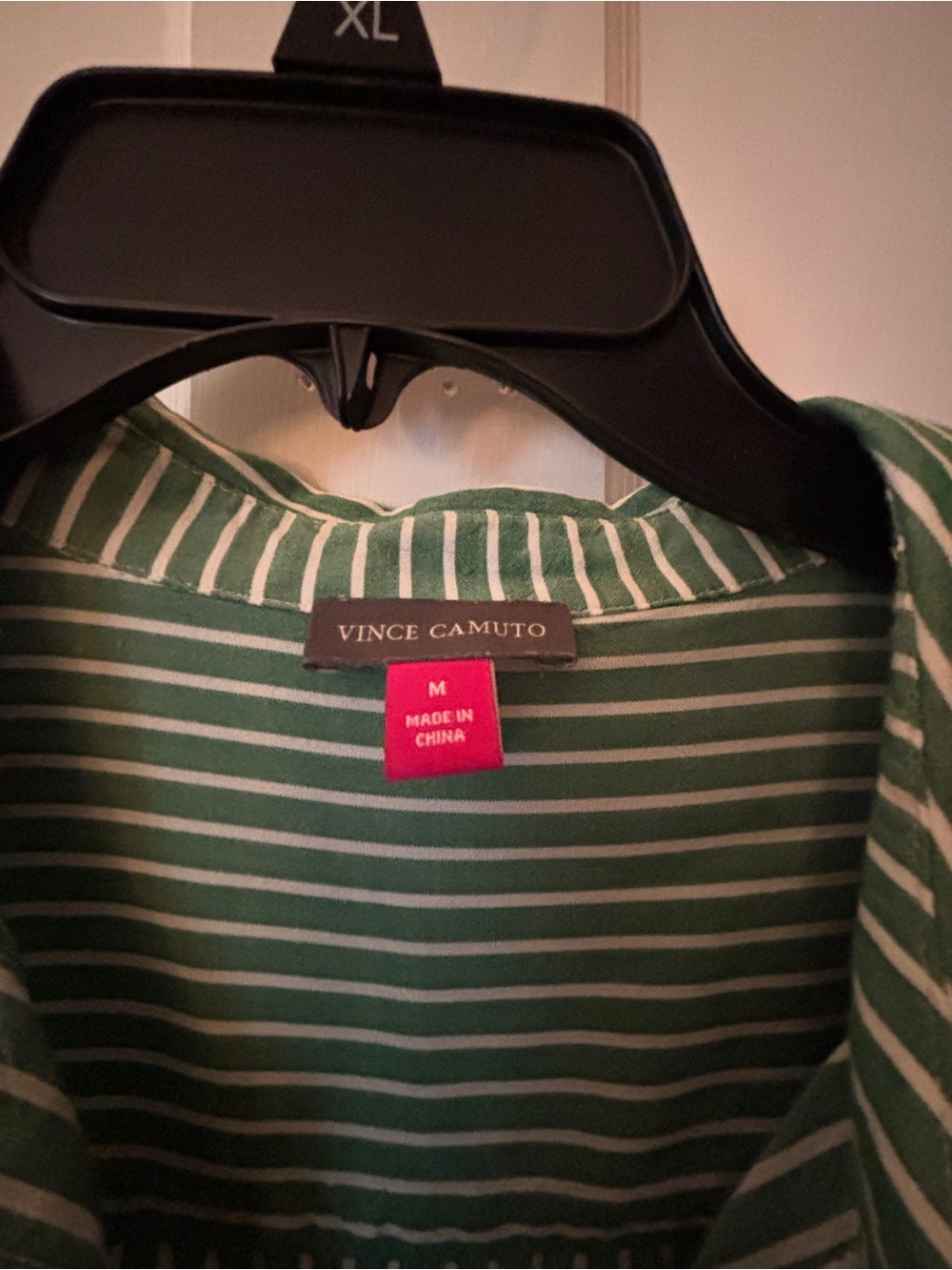 Vince Camuto Green and White Striped Knit Top